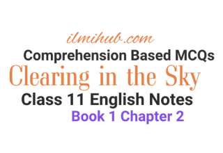 Clearing in the Sky Comprehension based mcqs, Clearing in the Sky mcqs, Clearing in the Sky multiple choice questions