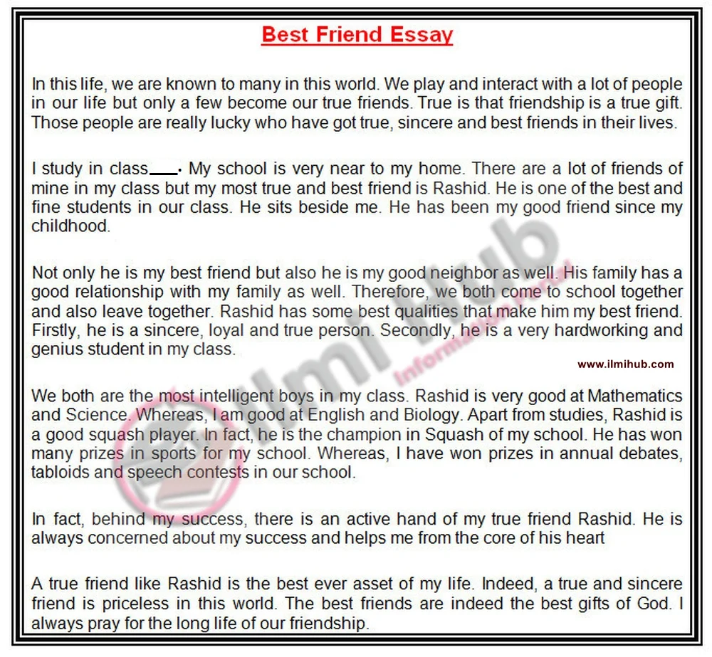 essay on my best friend for class 10th