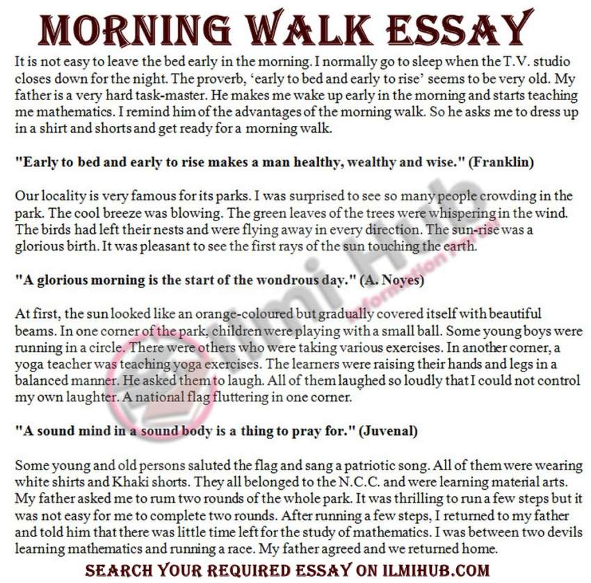 a morning walk essay class 8