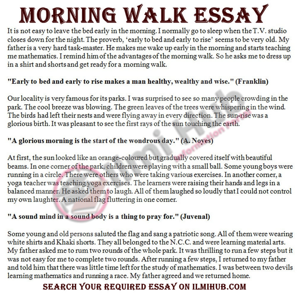 morning walk essay in english class 5