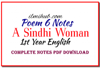A Sindhi Woman Poem Notes PDF