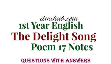 The Delight Song Poem Question Answers