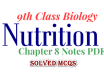 9th class biology chapter 8 mcqs with answer notes, class 9 biology chapter 8 solved mcqs notes pdf