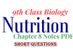 Class 9 Biology Chapter 8 Short Questions Notes